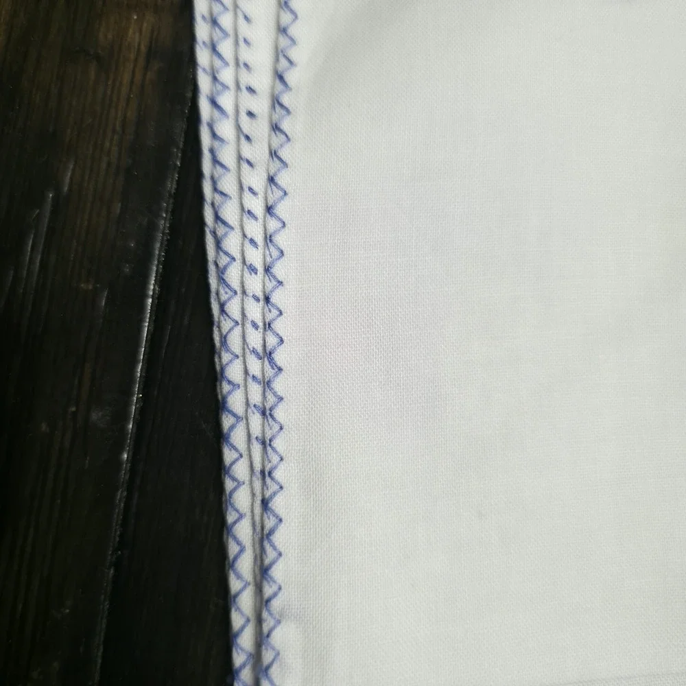 Vintage Embroidered Cloth Napkins White Blue Floral Flower Set of 4 Cottagecore